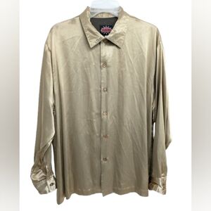 Ultra Steelhead vintage satin metallic button down shirt size L